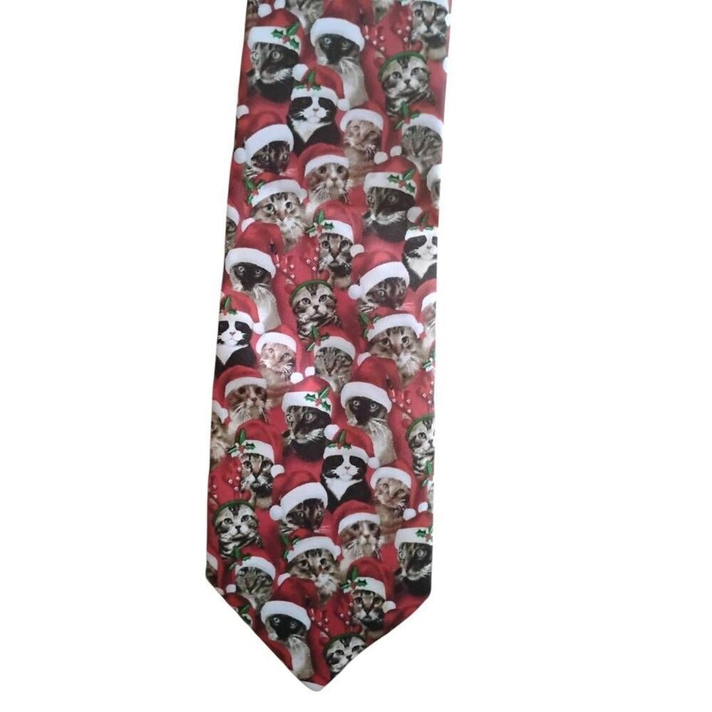 Men's St. Nicholas Red Kitty Cat Neck Tie